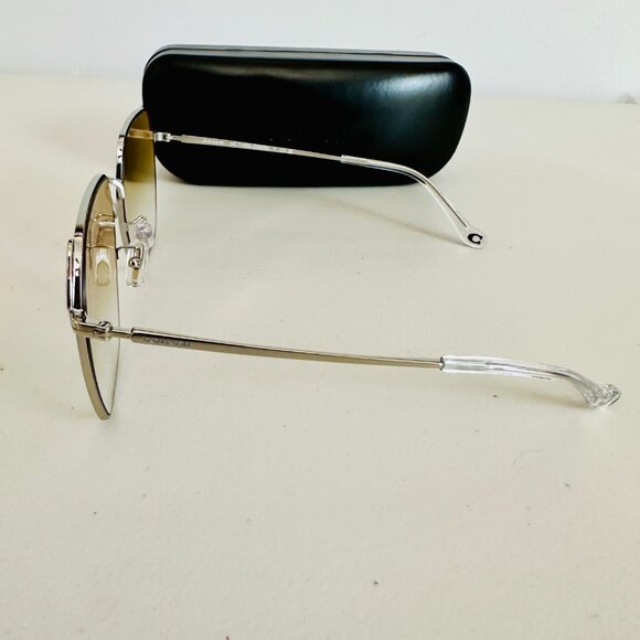 NEW COACH SHINY SILVER YELLOW CLEA GRADIENT LENS SUNGLASSES HC 7165 D 60MM - Picture 5 of 13